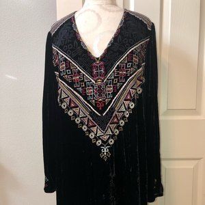 Johnny Was JWLA Landon XL Velvet Tunic Embroidery